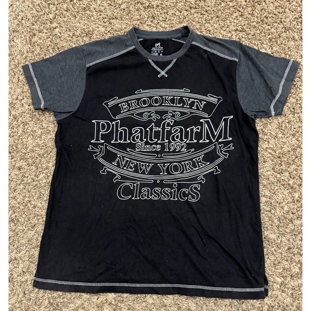 Y2K Phat Farm - Brooklyn, New York - Black Shirt V-Neck Unisex Adult Sz XL